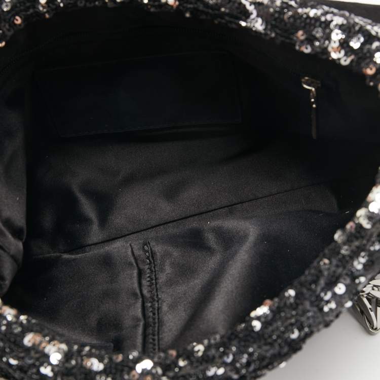 Pre Owned Dolce & Gabbana Black/Silver Sequins Miss Charles Shoulder Bag