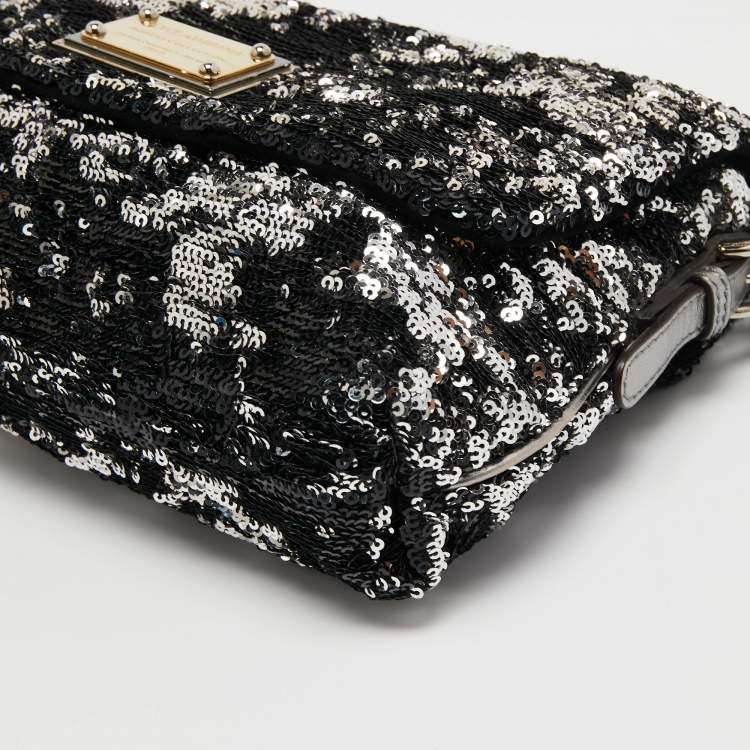 Pre Owned Dolce & Gabbana Black/Silver Sequins Miss Charles Shoulder Bag