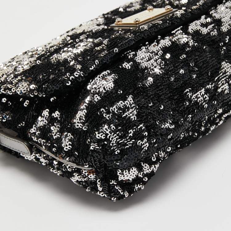 Pre Owned Dolce & Gabbana Black/Silver Sequins Miss Charles Shoulder Bag
