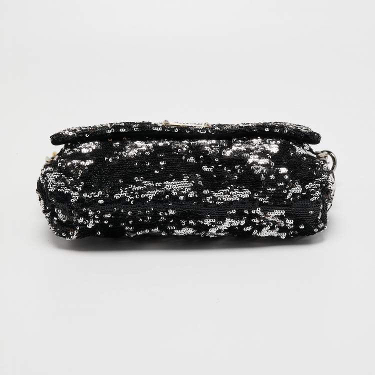 Pre Owned Dolce & Gabbana Black/Silver Sequins Miss Charles Shoulder Bag