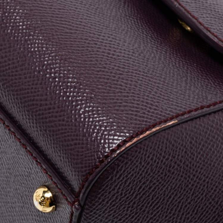 Pre Owned Dolce & Gabbana Plum Leather Medium Miss Sicily Top Handle Bag