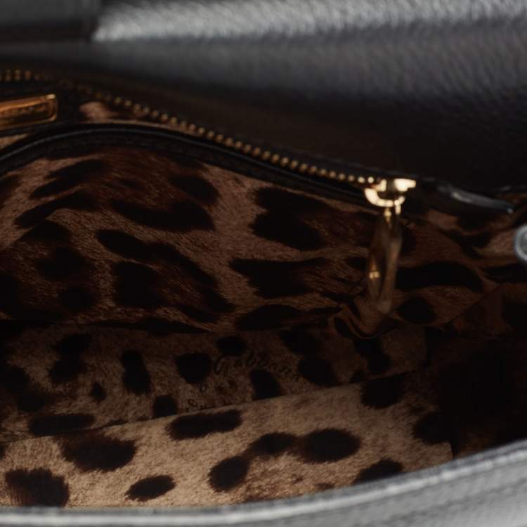 Pre Owned Dolce & Gabbana Black Leather Large Miss Sicily Top Handle Bag