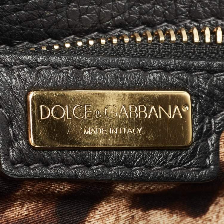 Pre Owned Dolce & Gabbana Black Leather Large Miss Sicily Top Handle Bag