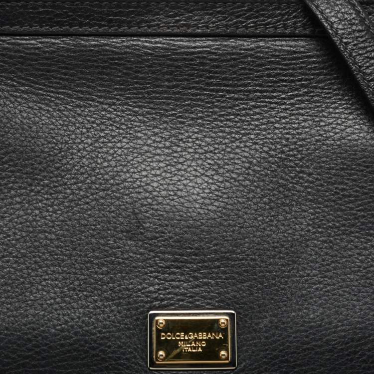 Pre Owned Dolce & Gabbana Black Leather Large Miss Sicily Top Handle Bag