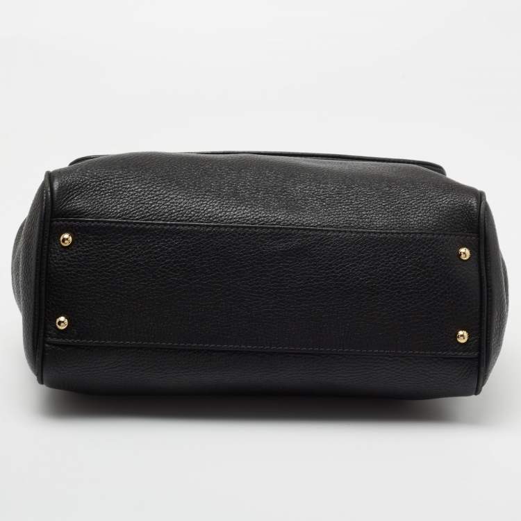Pre Owned Dolce & Gabbana Black Leather Large Miss Sicily Top Handle Bag