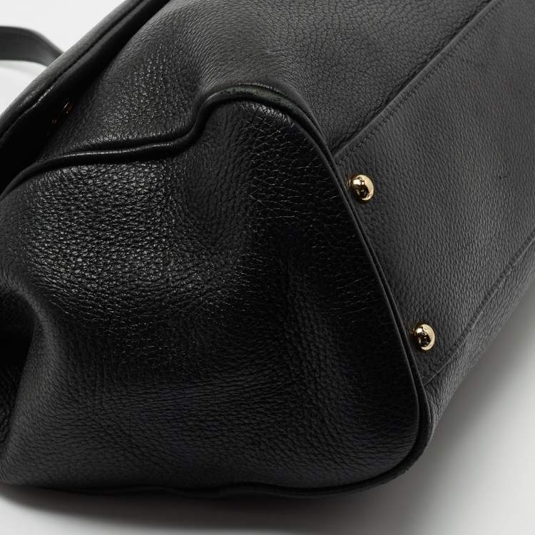 Pre Owned Dolce & Gabbana Black Leather Large Miss Sicily Top Handle Bag