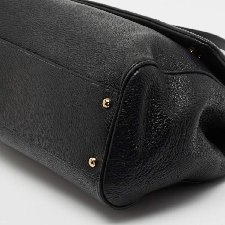 Pre Owned Dolce & Gabbana Black Leather Large Miss Sicily Top Handle Bag