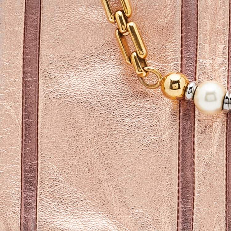 Pre Owned Dolce & Gabbana Metallic Bronze Leather Miss Charles Shoulder Bag