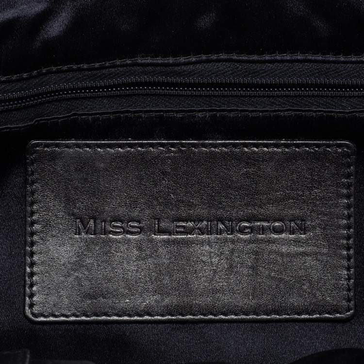 Pre Owned Dolce & Gabbana Black/Gold Striped Leather Large Miss Lexington Flap Clutch