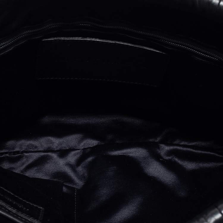 Pre Owned Dolce & Gabbana Black/Gold Striped Leather Large Miss Lexington Flap Clutch