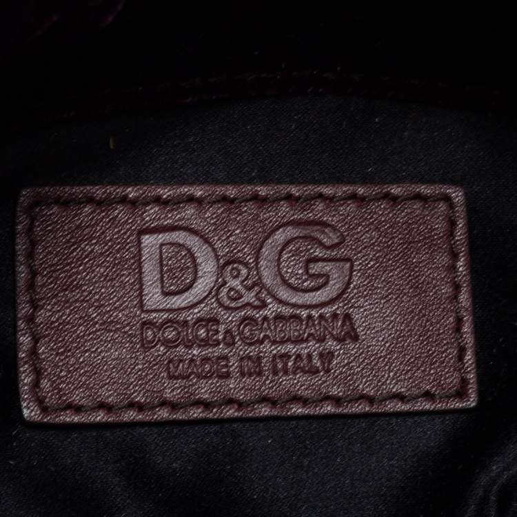 Pre Owned D&G Burgundy Velvet Drawstring Pearl Chain Shoulder Bag