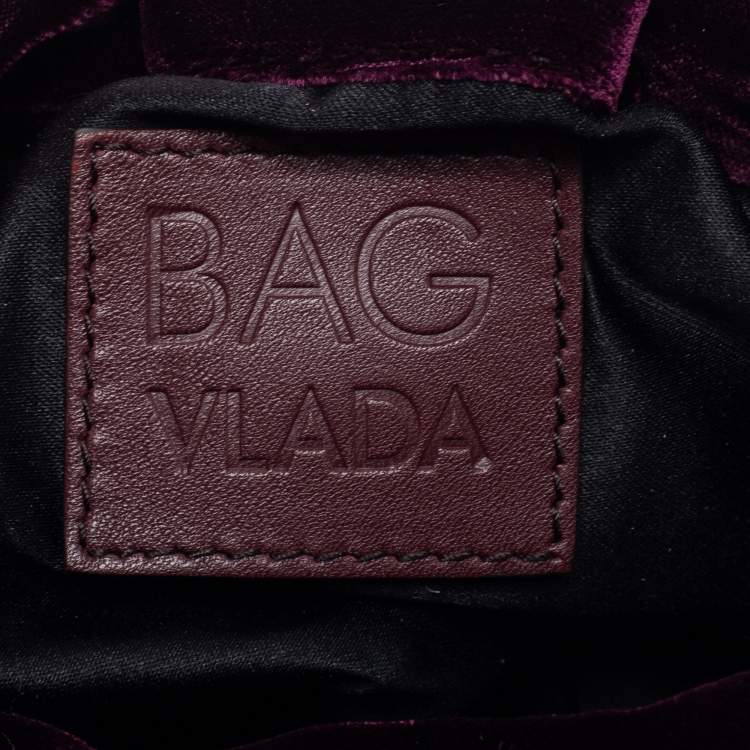 Pre Owned D&G Burgundy Velvet Drawstring Pearl Chain Shoulder Bag