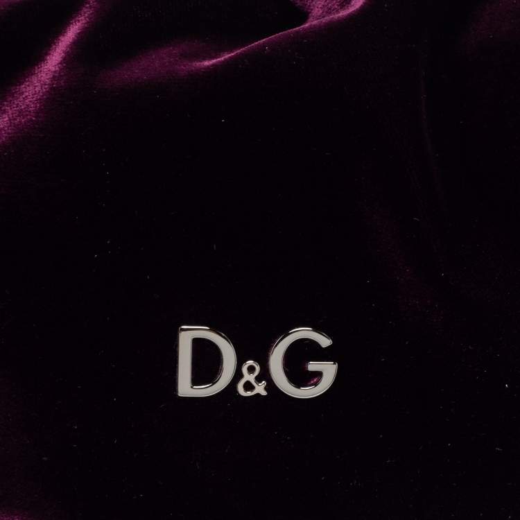 Pre Owned D&G Burgundy Velvet Drawstring Pearl Chain Shoulder Bag