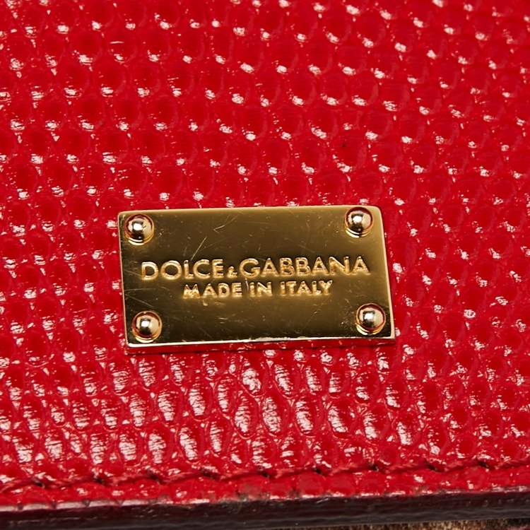 Pre Owned Dolce & Gabbana Red Lizard Embossed Leather Medium Miss Sicily Top Handle Bag