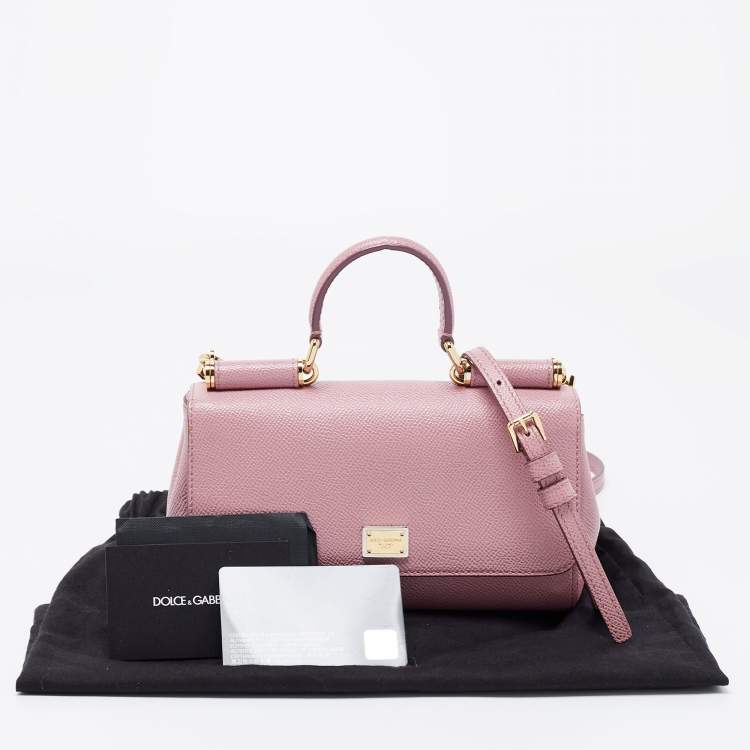 Pre Owned Dolce & Gabbana Pink Leather Miss Sicily Top Handle Bag