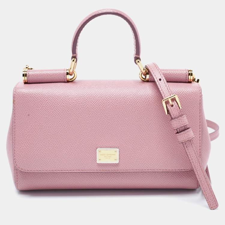 Dolce & Gabbana Light Pink Leather Small Miss Sicily Top Handle