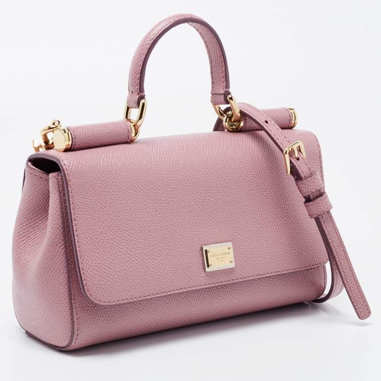 Pre Owned Dolce & Gabbana Pink Leather Miss Sicily Top Handle Bag