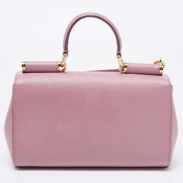 Pre Owned Dolce & Gabbana Pink Leather Miss Sicily Top Handle Bag