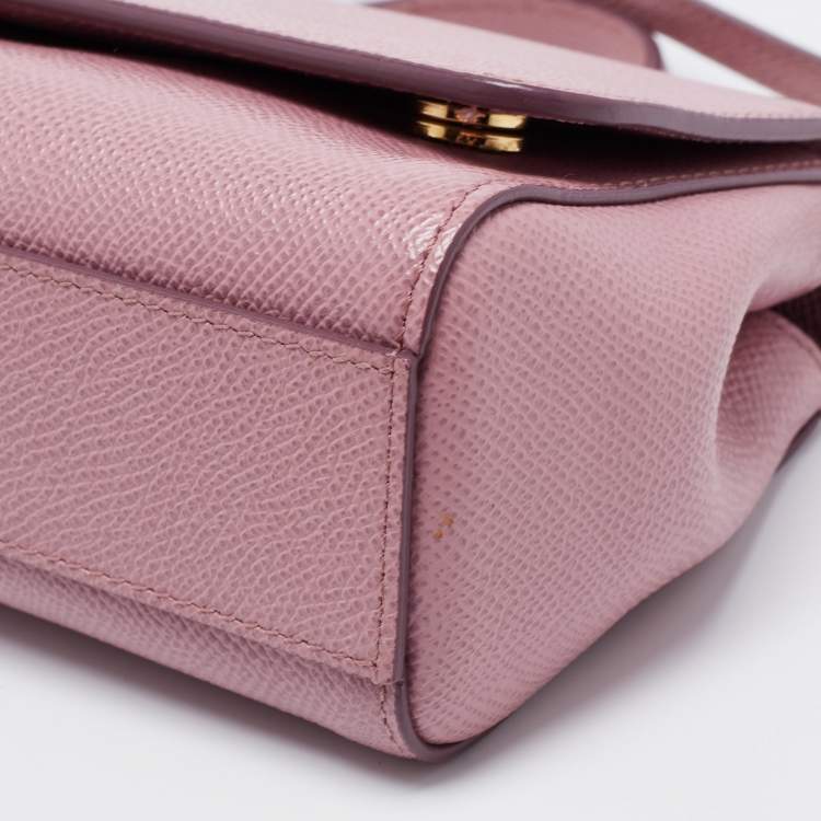 Pre Owned Dolce & Gabbana Pink Leather Miss Sicily Top Handle Bag