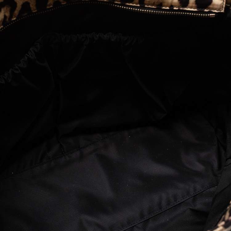 Pre Owned Dolce & Gabbana Beige/Black Leopard-Print Nylon Baby Changing Bag