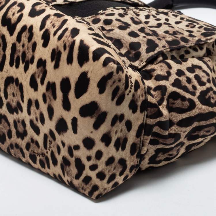 Pre Owned Dolce & Gabbana Beige/Black Leopard-Print Nylon Baby Changing Bag