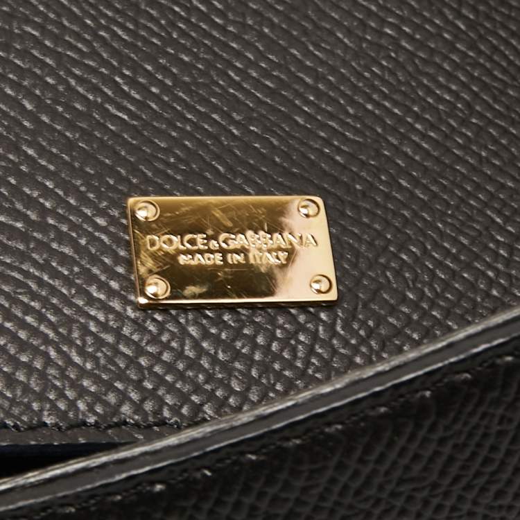 Pre Owned Dolce & Gabbana Black/Yellow Floral Print Leather Medium Miss Sicily Top Handle Bag