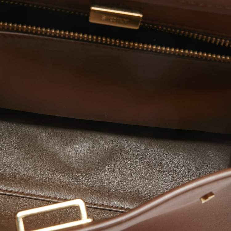 Pre Owned Dolce & Gabbana Brown Leather Small Sicily 62 Top Handle Bag
