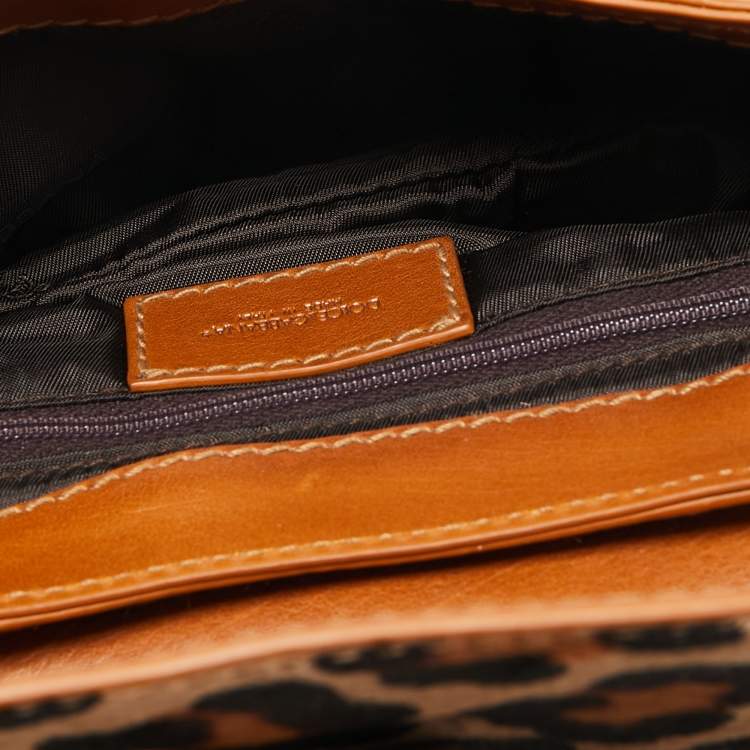 مملوكة م�سبقًا Dolce & Gabbana Brown/Beige Leopard Print Calfhair and Leather Flap Baguette Bag