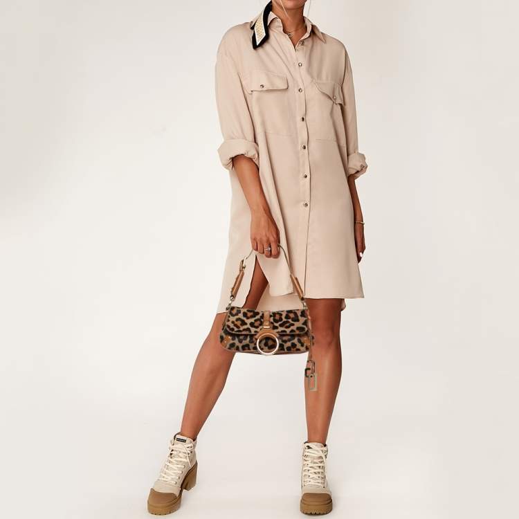 مملوكة مسبقًا Dolce & Gabbana Brown/Beige Leopard Print Calfhair and Leather Flap Baguette Bag