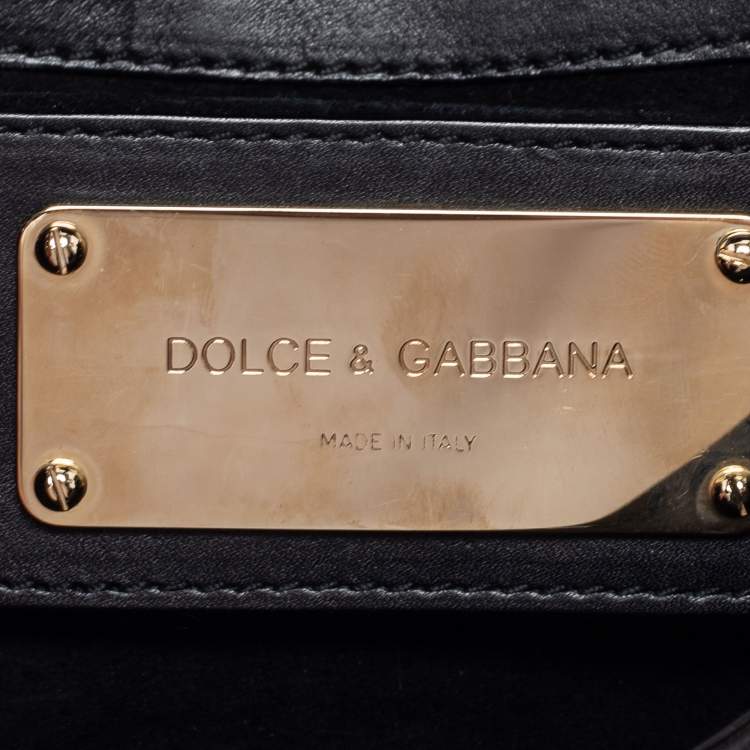 Pre Owned Dolce & Gabbana Black Mink Fur and Leather D Ring Flap Pochette Bag