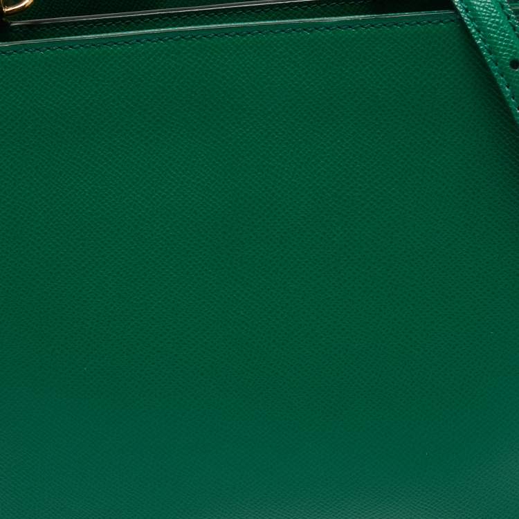 Pre Owned Dolce & Gabbana Green Leather Sicily Shopper Tote