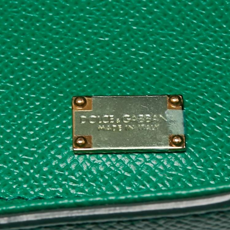 Pre Owned Dolce & Gabbana Green Leather Sicily Shopper Tote
