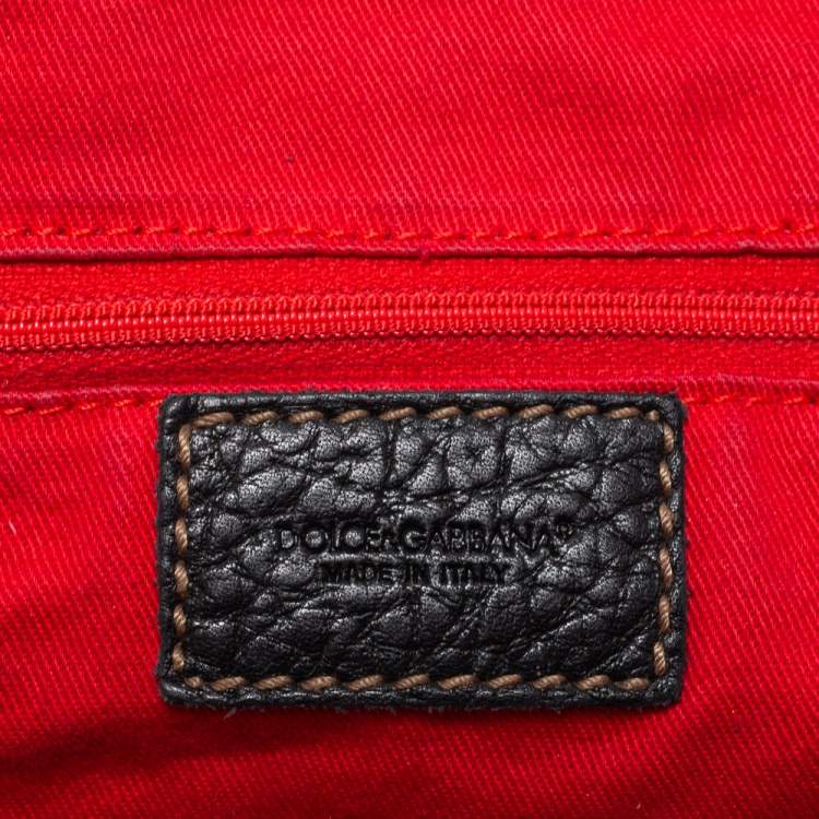Pre Owned Dolce & Gabbana Black Grained Leather Zip Satchel