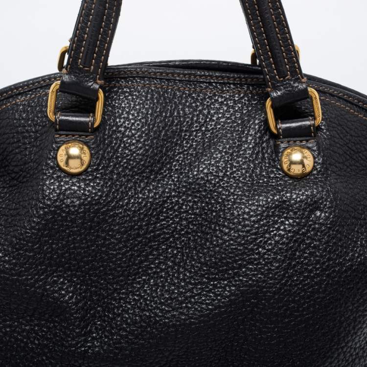 Pre Owned Dolce & Gabbana Black Grained Leather Zip Satchel