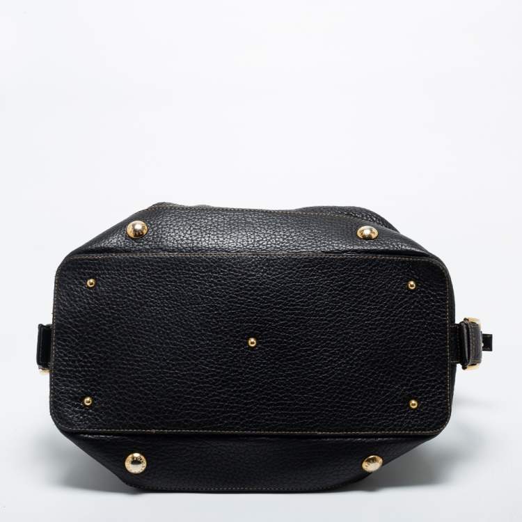 Pre Owned Dolce & Gabbana Black Grained Leather Zip Satchel