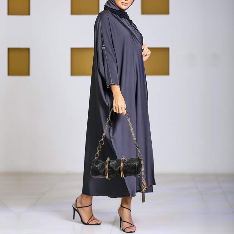 مملوكة مسبقًا Dolce & Gabbana Black Pebbled Leather Double Kiss Lock Shoulder Bag