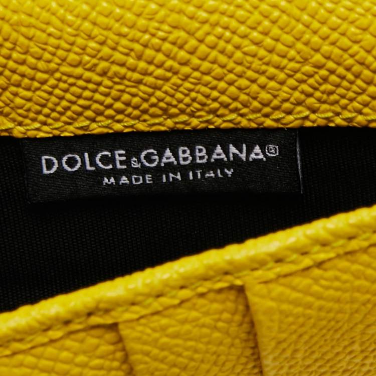 Pre Owned Dolce & Gabbana Yellow Leather Embellished Miss Sicily Von Wallet on Chain