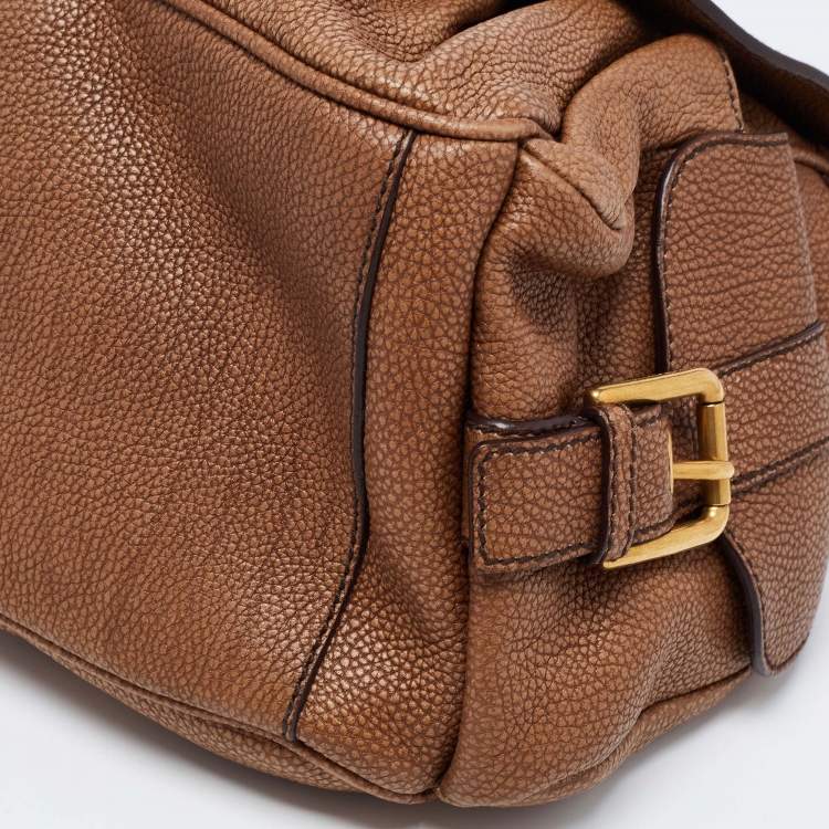 Pre Owned Dolce & Gabbana Brown Leather Side Pocket Shoulder Bag