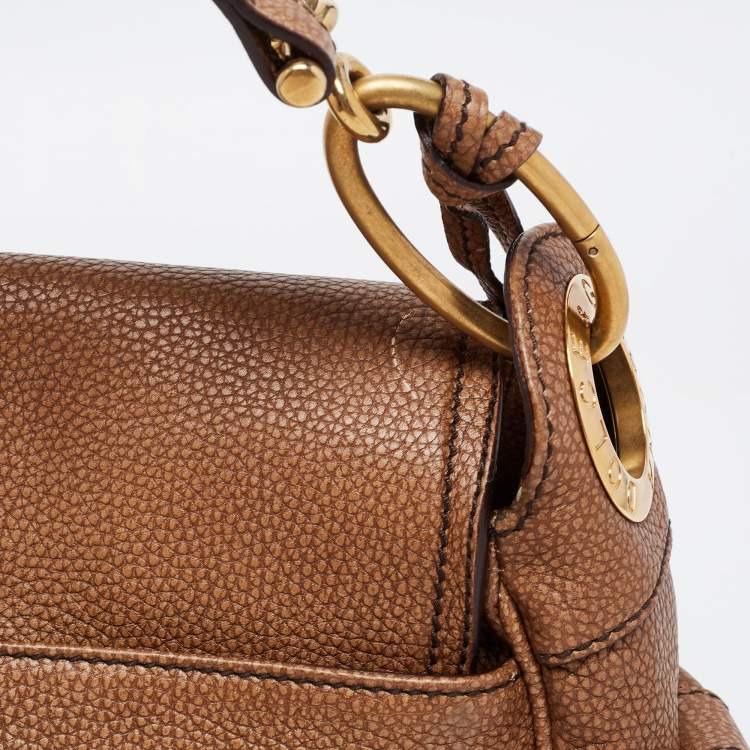 Pre Owned Dolce & Gabbana Brown Leather Side Pocket Shoulder Bag