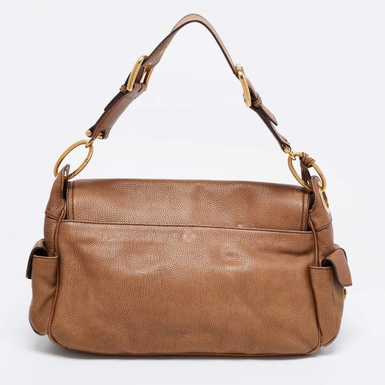 Pre Owned Dolce & Gabbana Brown Leather Side Pocket Shoulder Bag