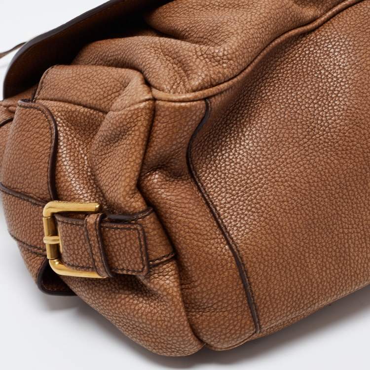 Pre Owned Dolce & Gabbana Brown Leather Side Pocket Shoulder Bag