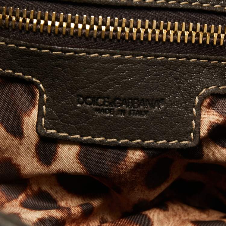 Pre Owned Dolce & Gabbana Dark Grey Leather D Ring Flap Hobo