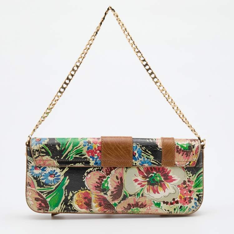 Pre Owned Dolce & Gabbana Multicolor Printed Leather Flap Baguette
