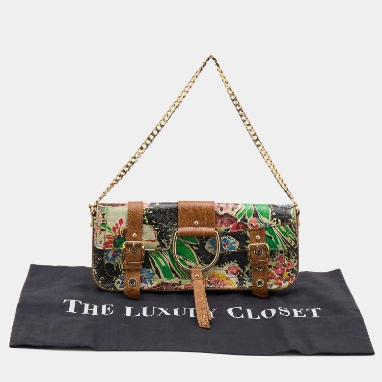 Pre Owned Dolce & Gabbana Multicolor Printed Leather Flap Baguette