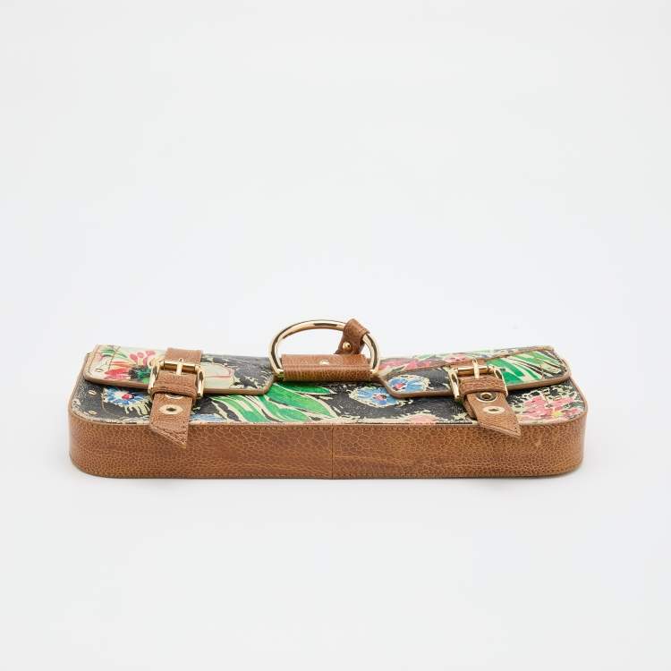 Pre Owned Dolce & Gabbana Multicolor Printed Leather Flap Baguette