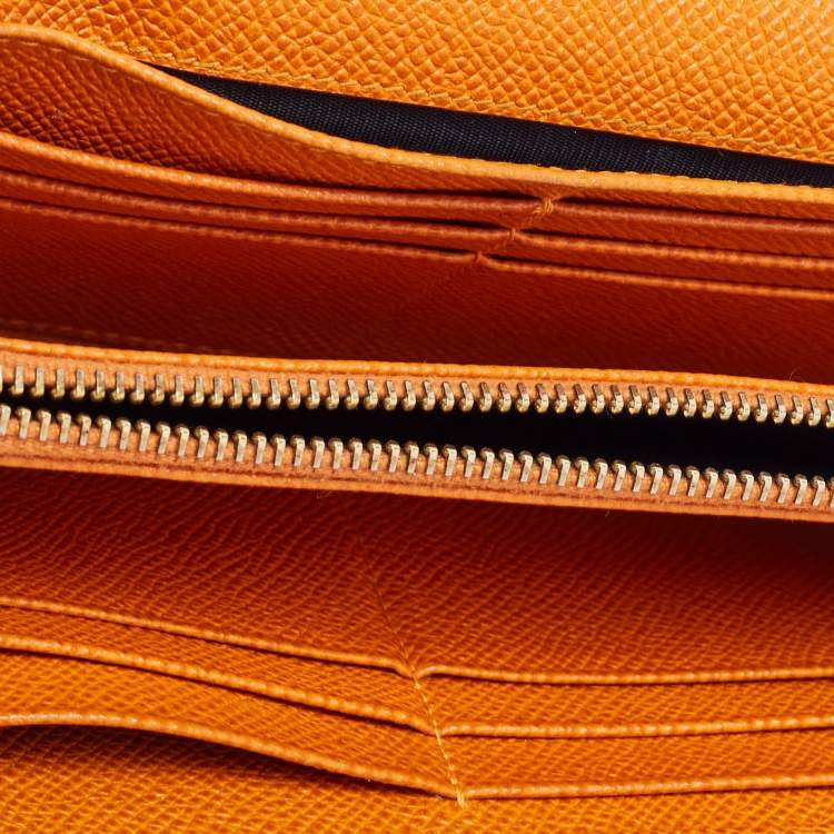 Pre Owned Dolce & Gabbana Orange Leather Flap Continental Wallet