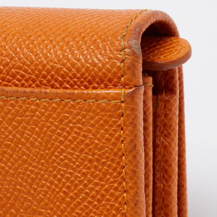 Pre Owned Dolce & Gabbana Orange Leather Flap Continental Wallet