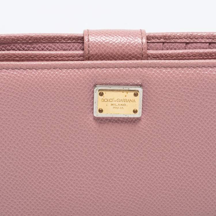 Pre Owned Dolce & Gabbana Pink Leather Zip French Wallet