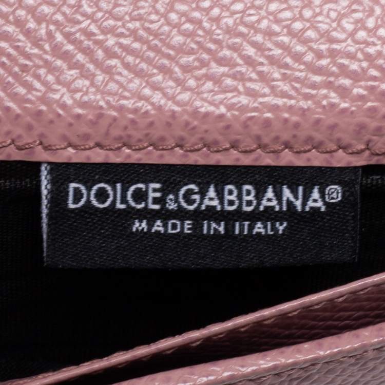 Pre Owned Dolce & Gabbana Pink Leather Zip French Wallet