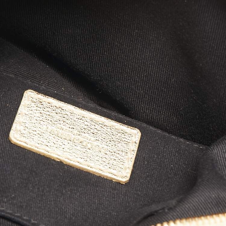Pre Owned Dolce & Gabbana Metallic Gold Leather Double Zip Camera Bag